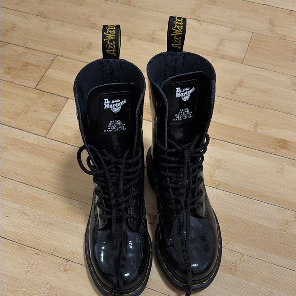 Dr. Martens x Marc Jacob’s black patent leather boot